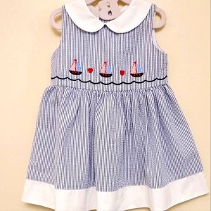 Sail boat smocked dress